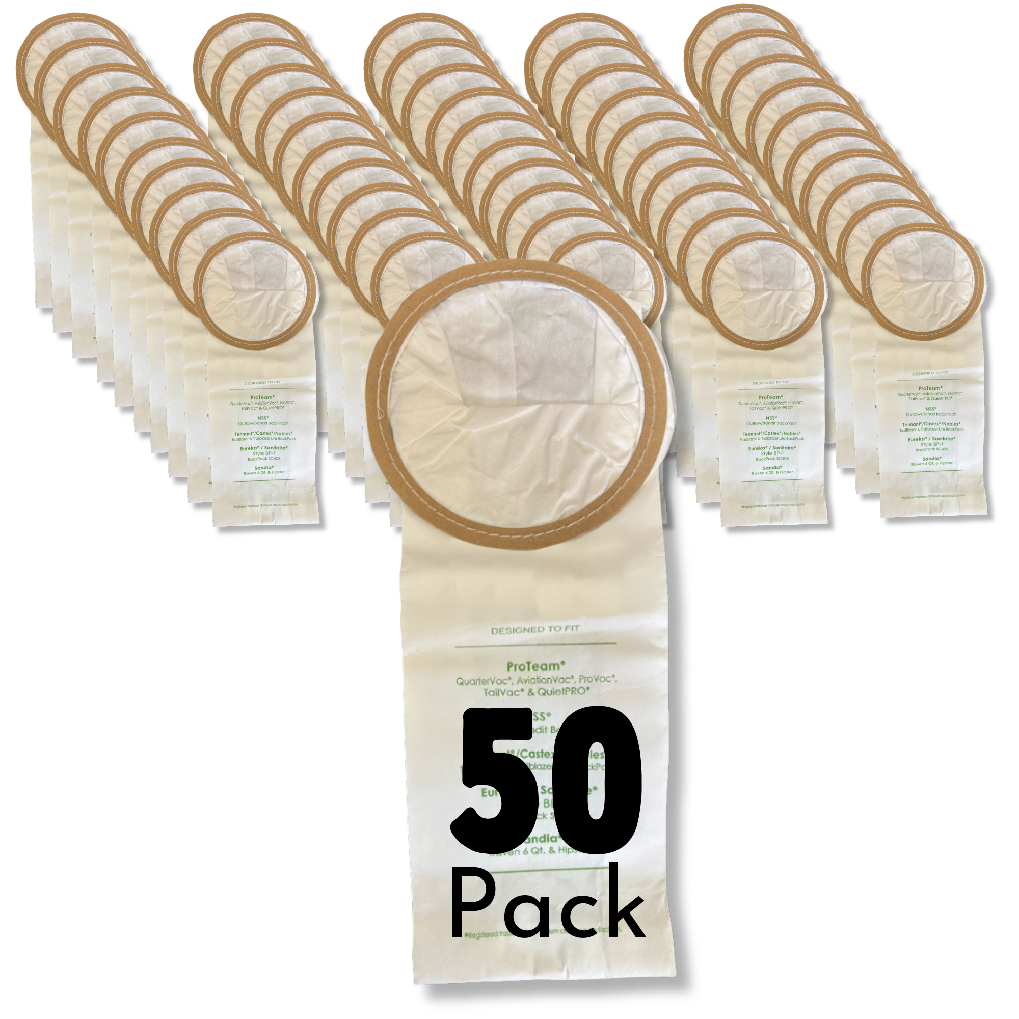 The Better Bundle 50-Pack Vacuum Cleaner Bags Compatible with ProTeam 6 Qt 100431 - VacBagsUSA